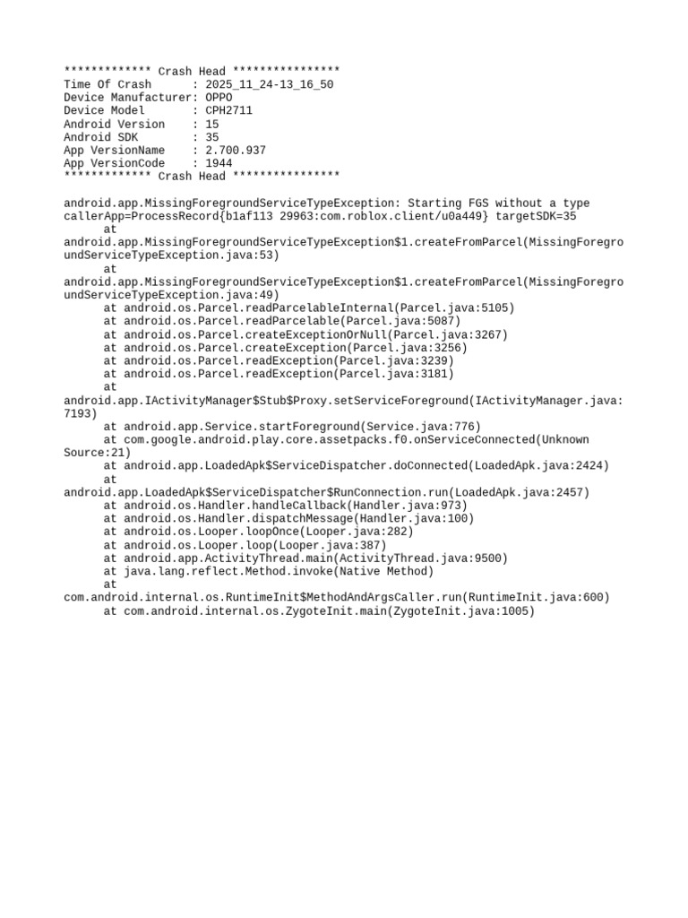 OPPO Crash Report: Missing FGS Type | PDF