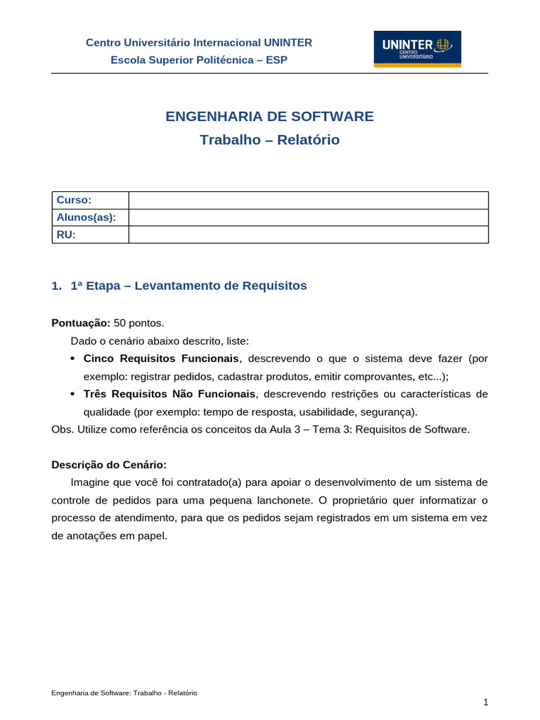 Requisitos e Modelos em Engenharia de Software | PDF