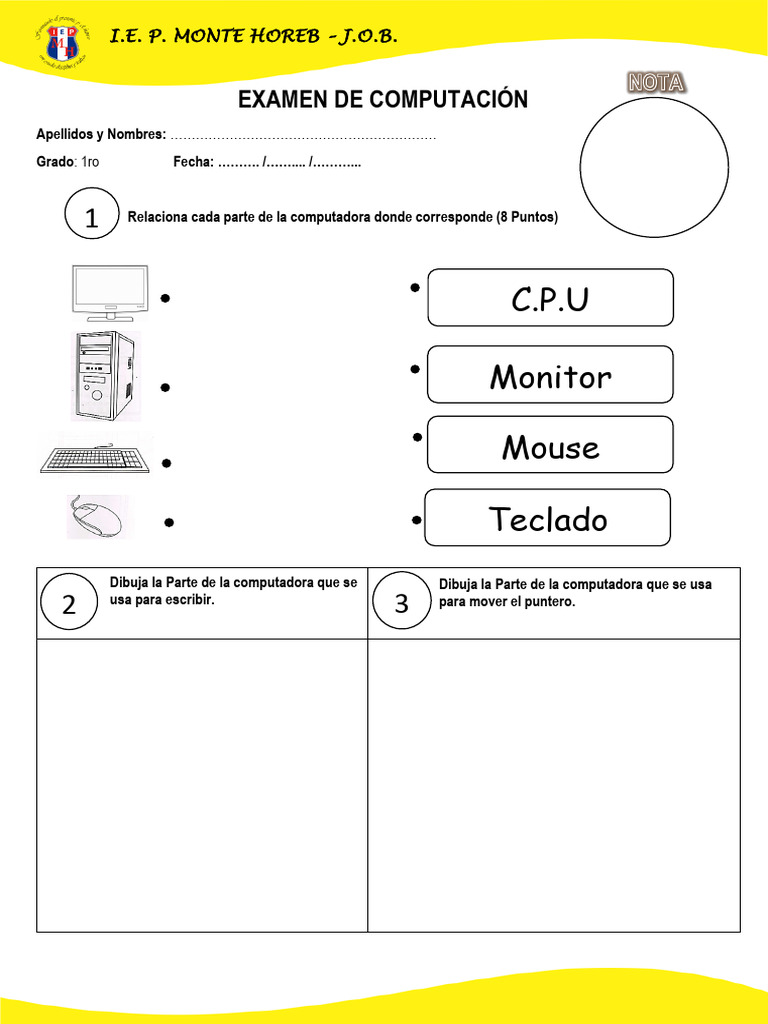 Exámenes de Computación para Primaria | PDF | Hardware de la ...