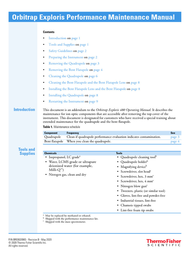 Orbitrap Exploris 480 Maintenance Guide | PDF | Mass Spectrometry