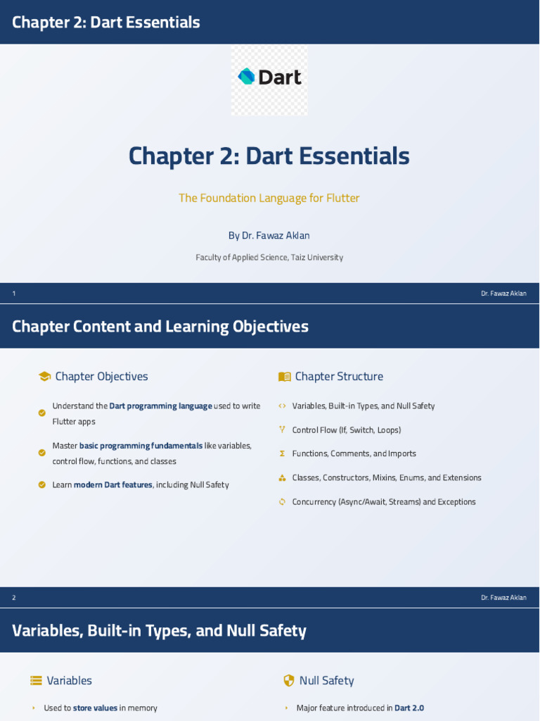 00 Lecture 2 - Dart Essentials | PDF | Anonymous Function | Control Flow
