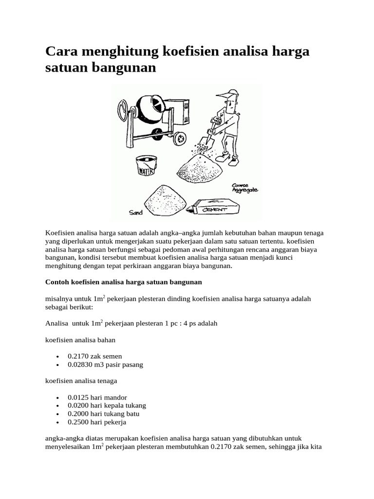 Koefisien Analisa Harga Satuan Bangunan | PDF