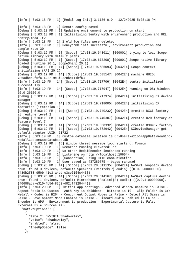 Medal Log Initialization Details | PDF | Graphics Processing Unit ...