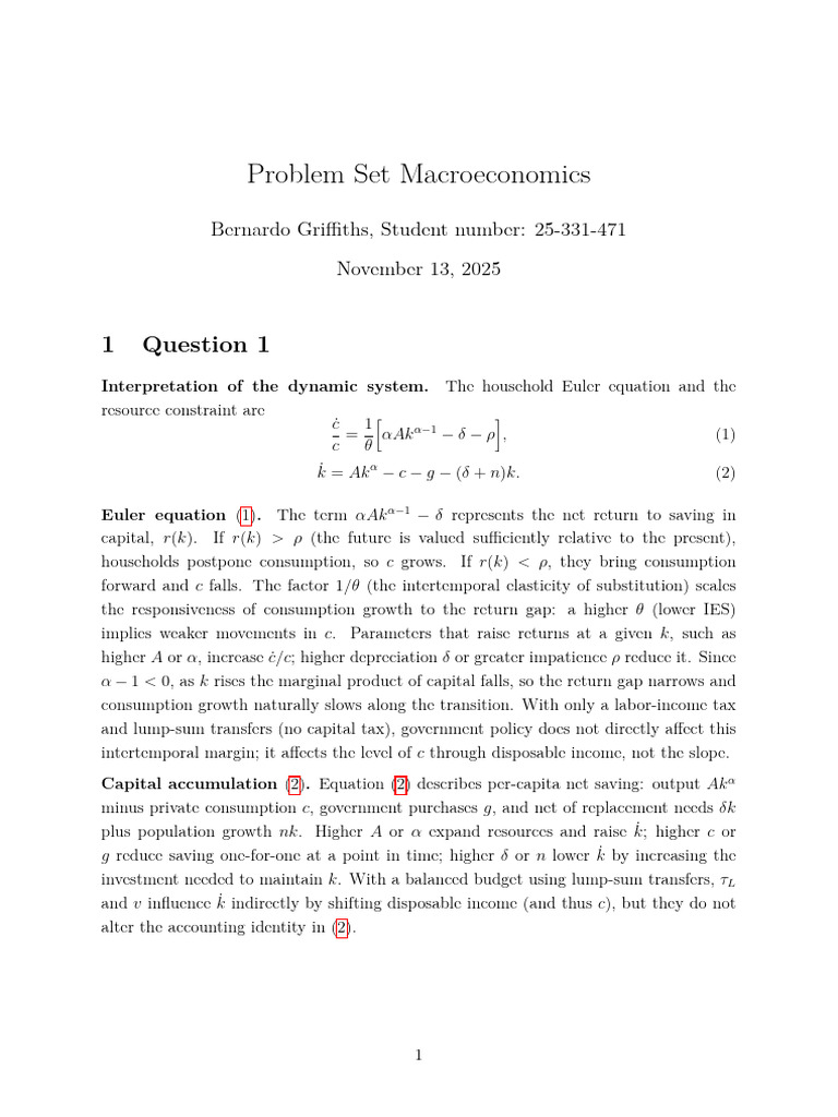 Macroeconomic Dynamics and Ramsey Model Analysis | PDF | Labour ...