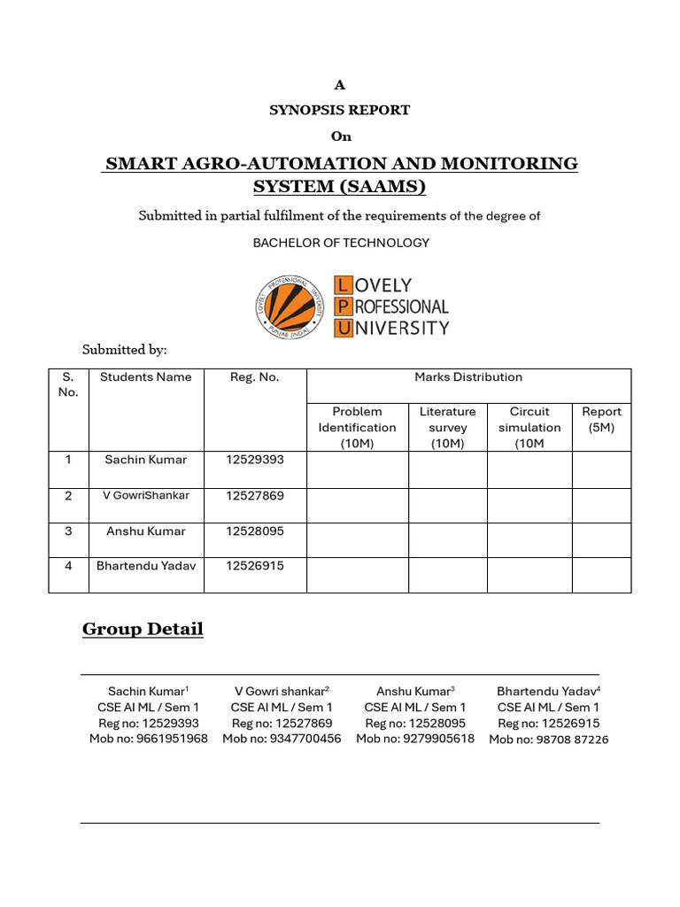 Report Smart Agro-Automation and Monitoring System (Sams) | PDF ...
