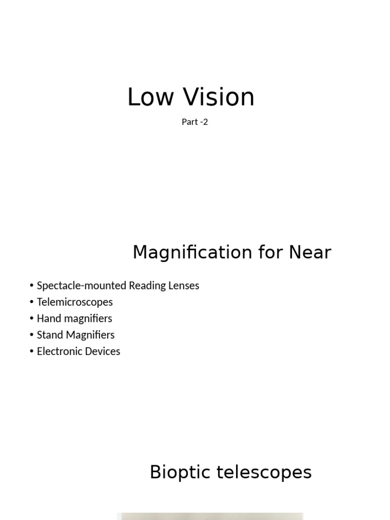 Low Vision Magnification Techniques Guide | PDF | Visual Acuity | Eye