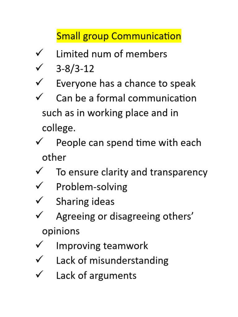 Small Group Communication Characteristics | PDF