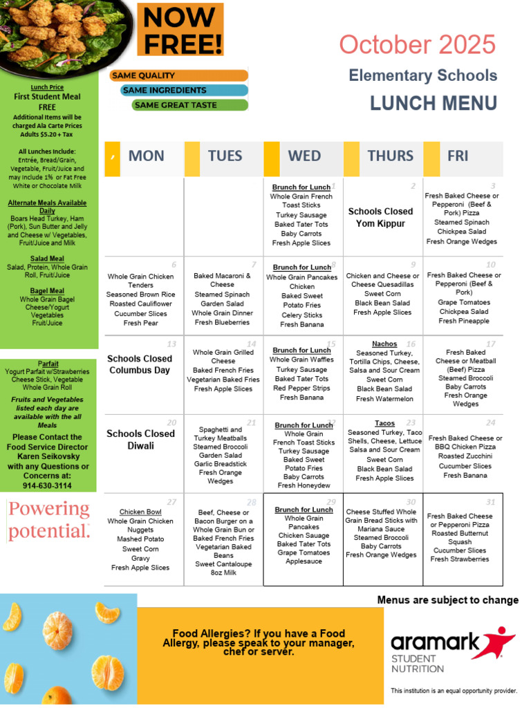 Elem Menu | PDF | Lunch | Salad