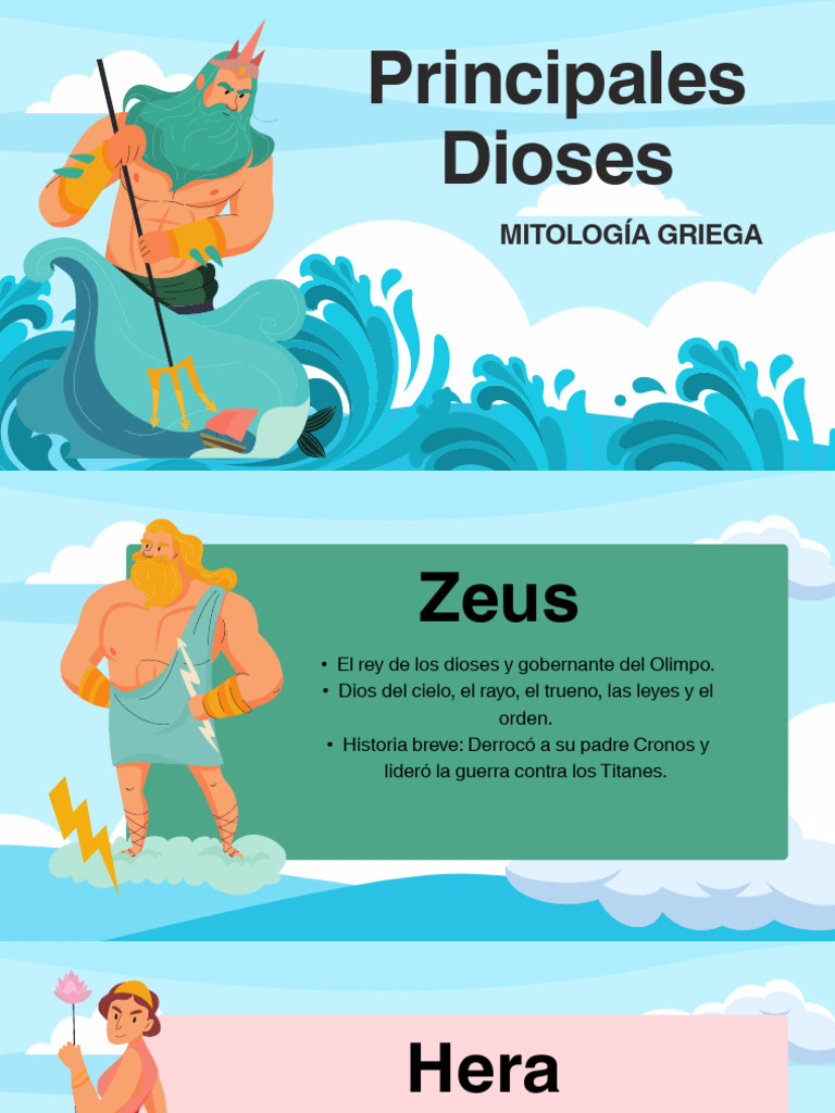 Principales Dioses de La Mitología Griega | PDF | Doce olímpicos | Zeus