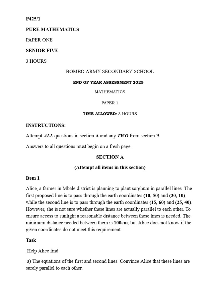 s.5 End of Year Math 2025 | PDF | Mathematics