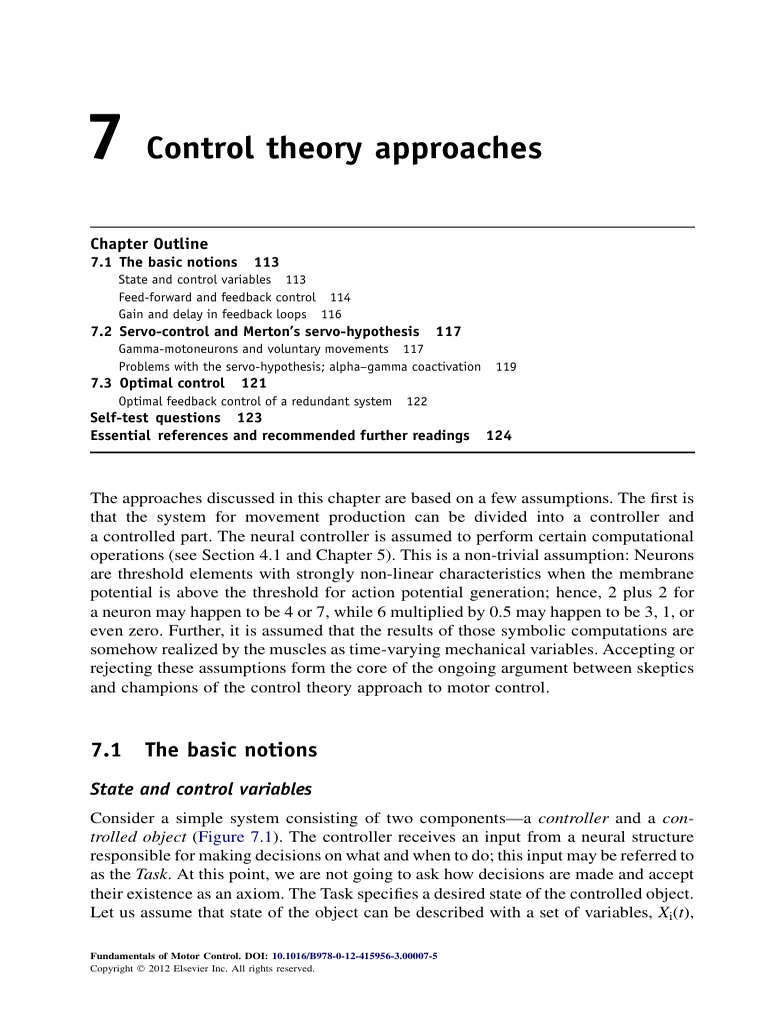 Control Theory Approaches 5233 | PDF | Feedback | Motor Control