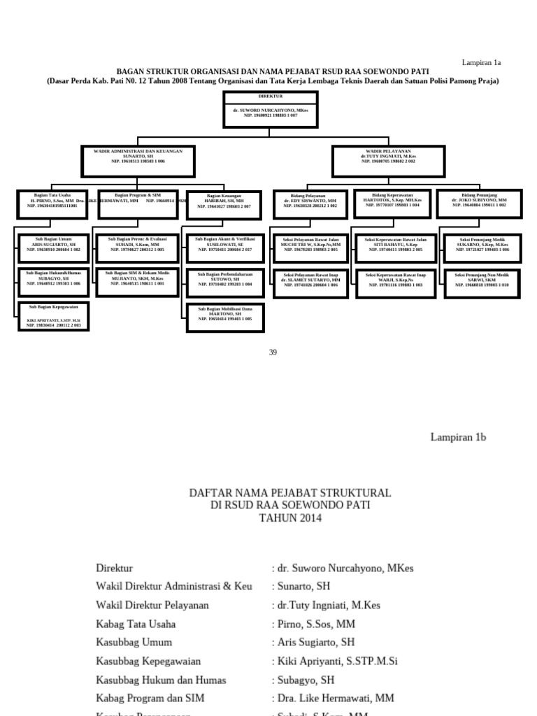 Struktur Organisasi RSUD RAA Soewondo | PDF