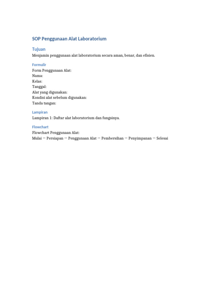 SOP Penggunaan Alat | PDF