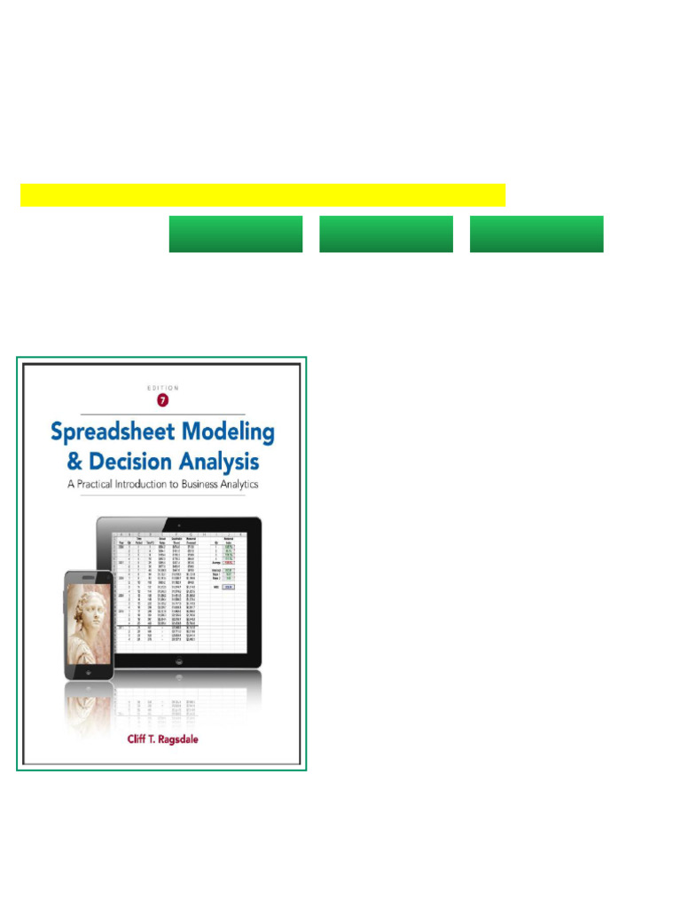 (Test Bank) Spreadsheet Modeling and Decision Analysis 7th Edition ...