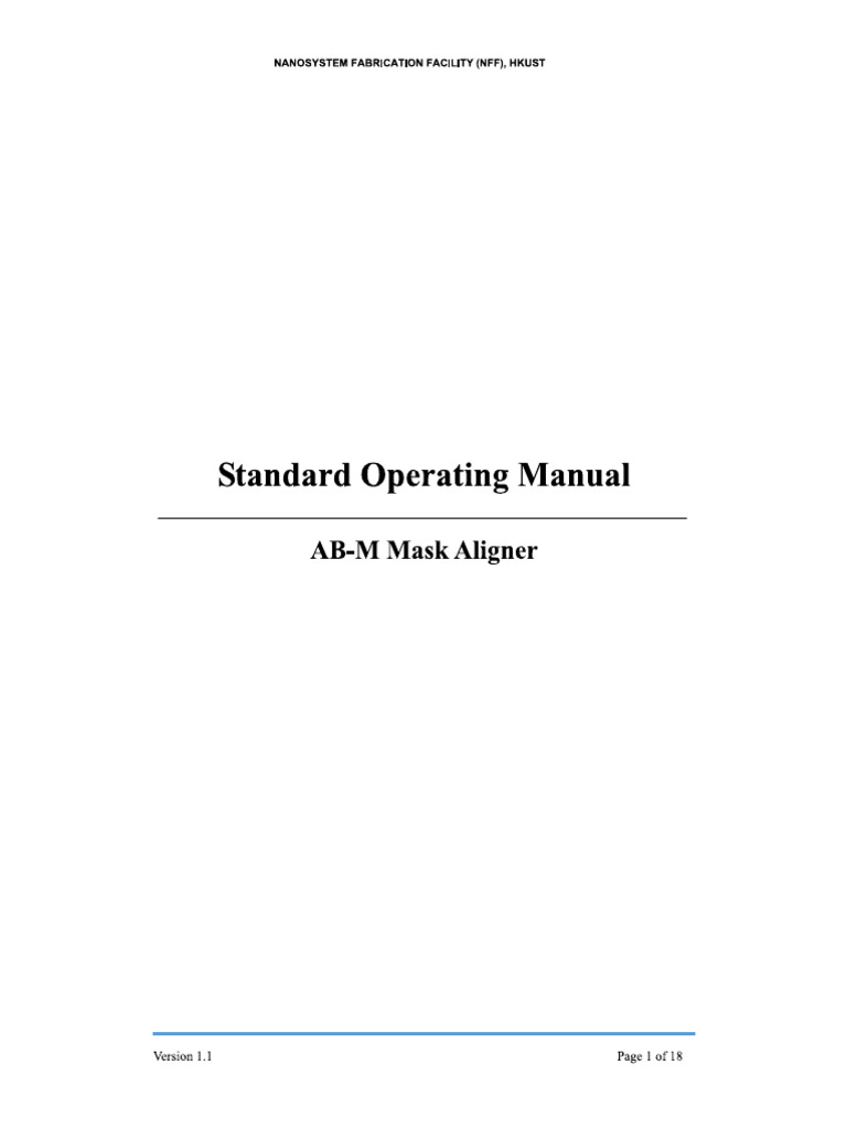 Abm Mask Aligner Operating Manual | PDF