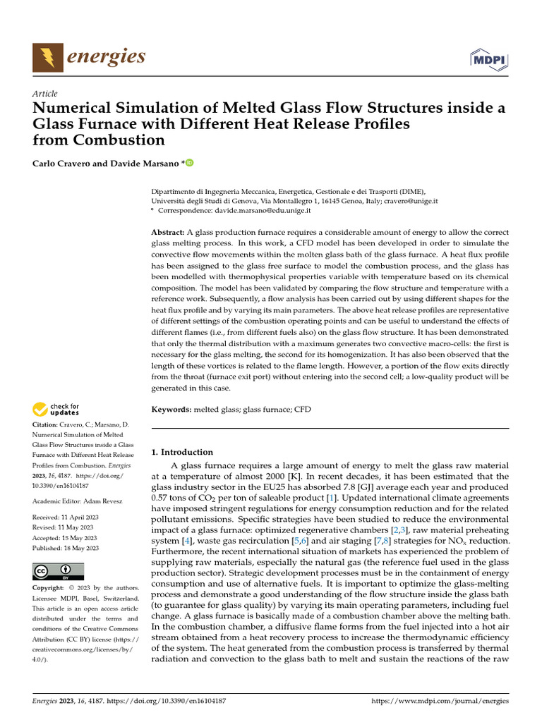 Melted Glass Flow Simulation in Furnaces | PDF | Glasses | Fluid Dynamics