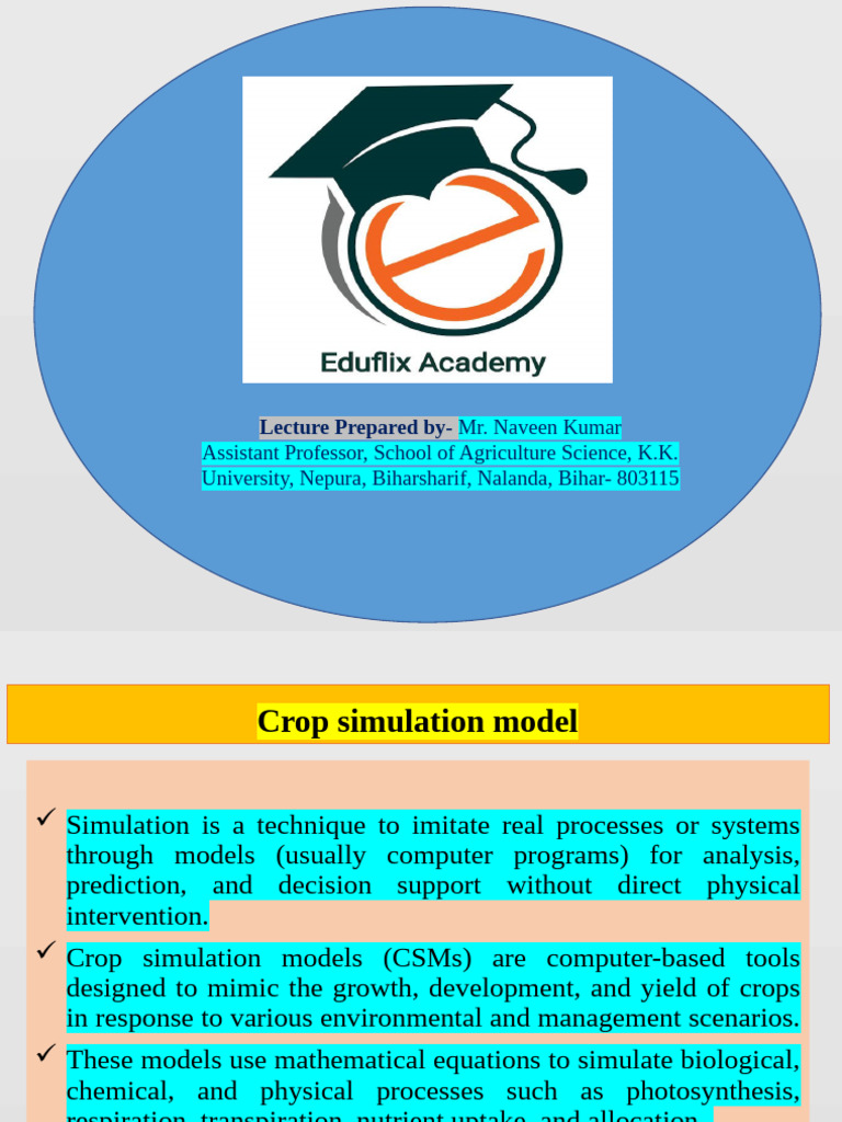 Crop Simulation Models in Agriculture | PDF | Agriculture | Soil