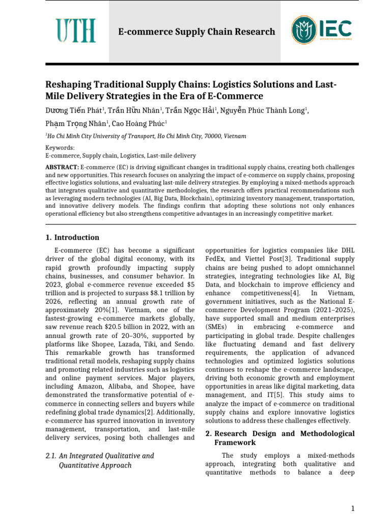 E-Commerce Supply Chain Research | PDF | E Commerce | Logistics