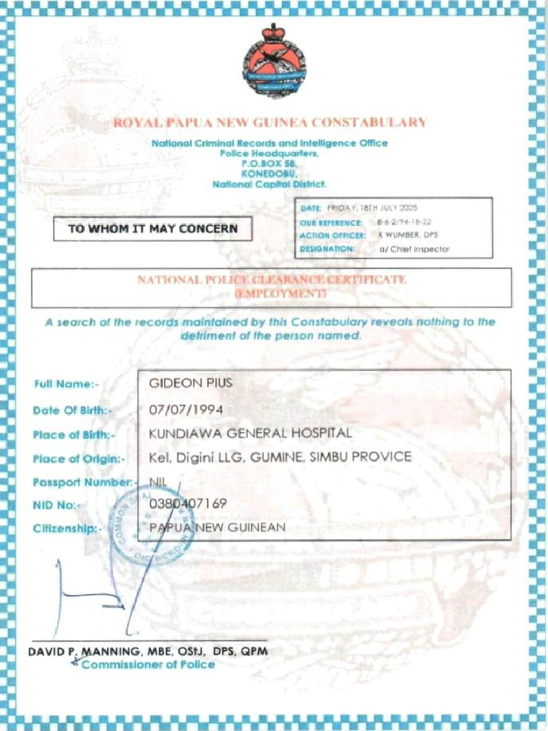 Police Clearance | PDF