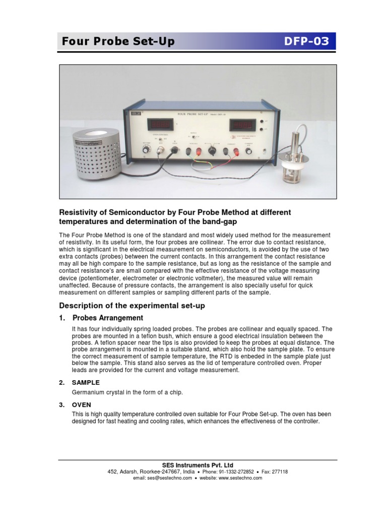 Four Probe Method for Semiconductor Resistivity | PDF | Analog To ...