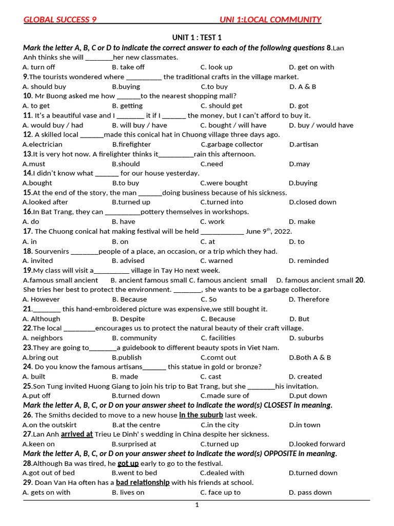 Local Community Test Questions | PDF