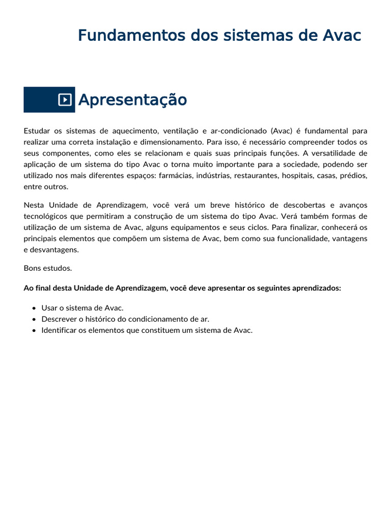 Fundamentos dos Sistemas de AVAC | PDF | Refrigeração | Ar condicionado