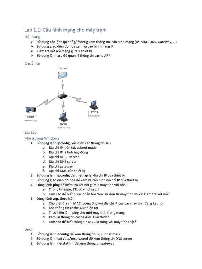 Lab 1.1 - Network Workstation Client Configuration | PDF