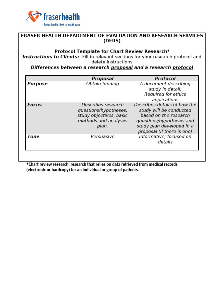 Chart Review Research Protocol Template | PDF | Sampling (Statistics ...
