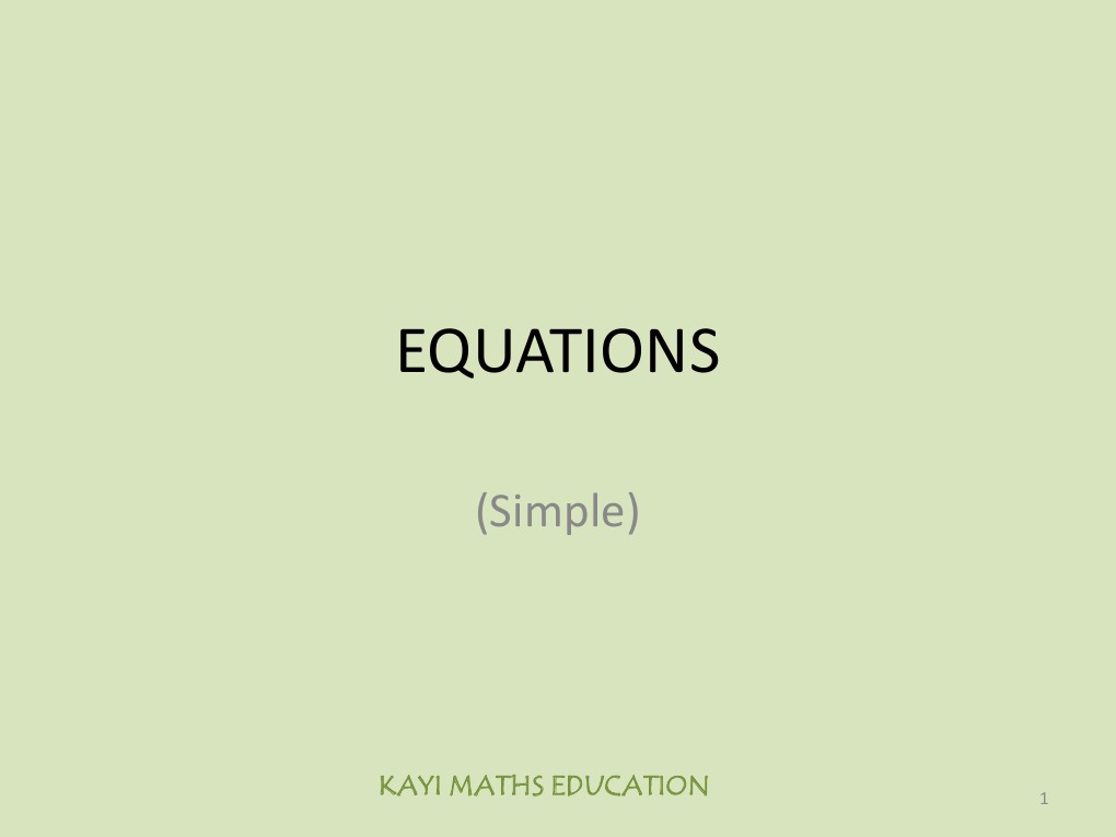 Simple Equations Solving Guide | PDF