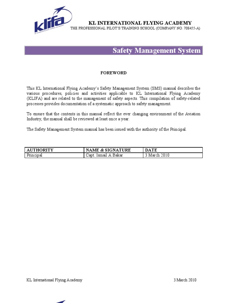 KLIFA Safety Management System Overview | PDF | Risk | Risk Management