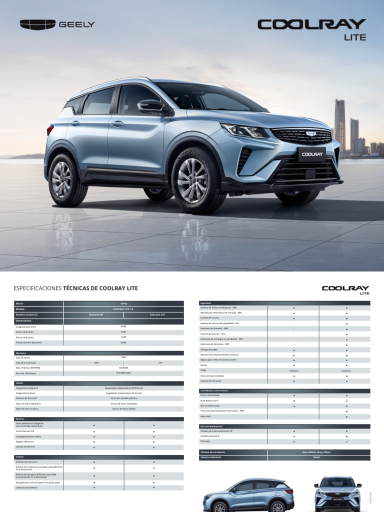 Especificaciones del Geely Coolray Lite | PDF | Vehículos | Vehículo de ...