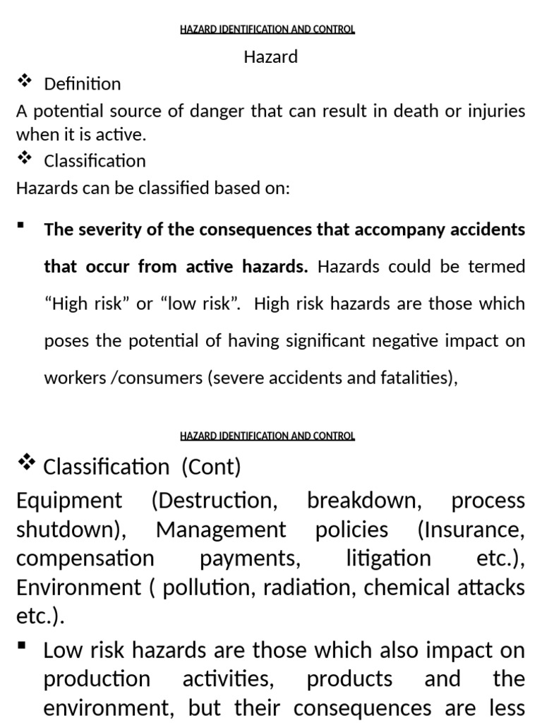 Hazard Identification and Control Guide | PDF | Personal Protective ...