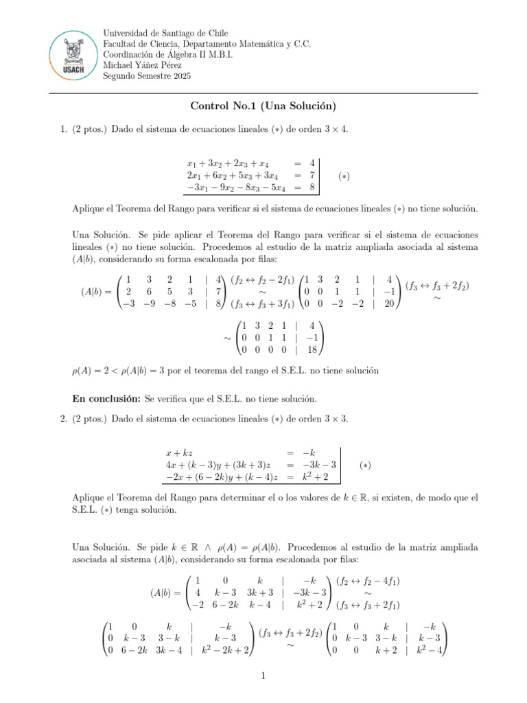 Teorema del Rango en Sistemas Lineales | PDF | Matemáticas Aplicadas ...