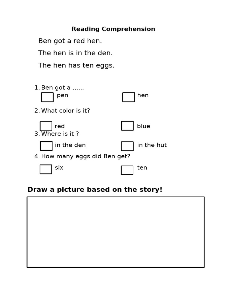 Reading Comprehension: Ben and the Hen | PDF