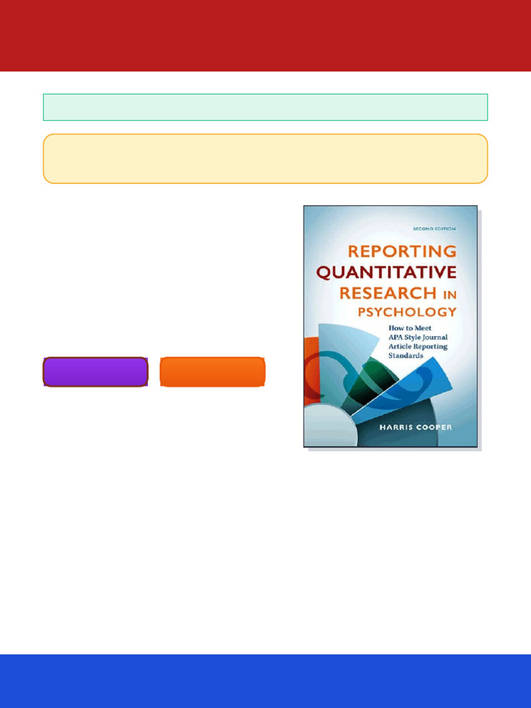Reporting Quantitative Research in Psychology How to Meet APA Style ...