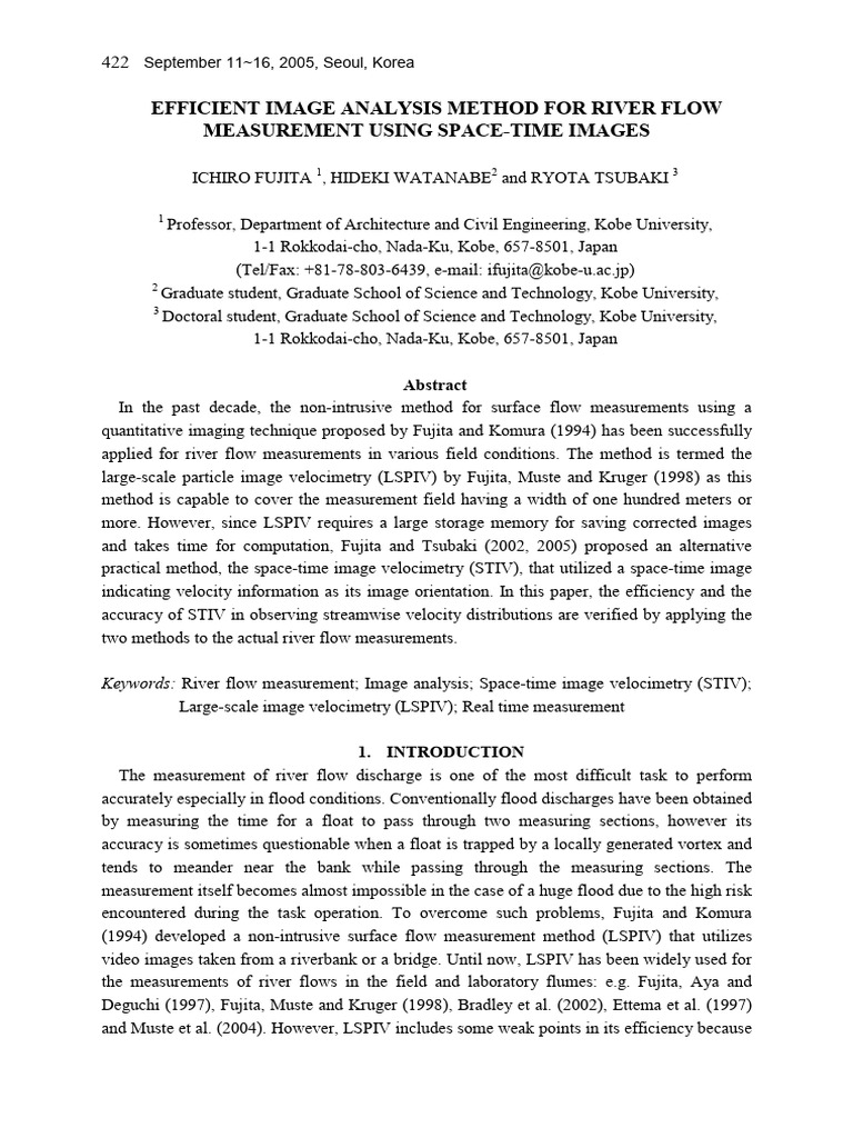 Efficient River Flow Measurement with STIV | PDF | Spacetime | Flow ...