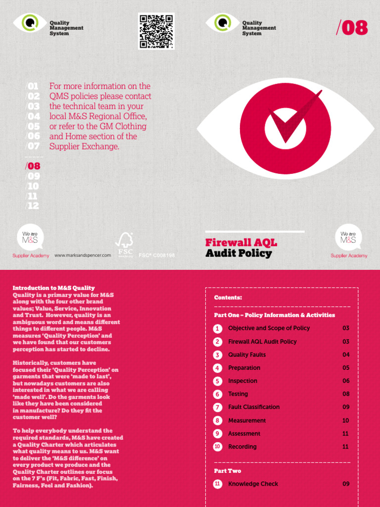 M&S Firewall AQL Audit Policy Guide | PDF | Audit | Clothing