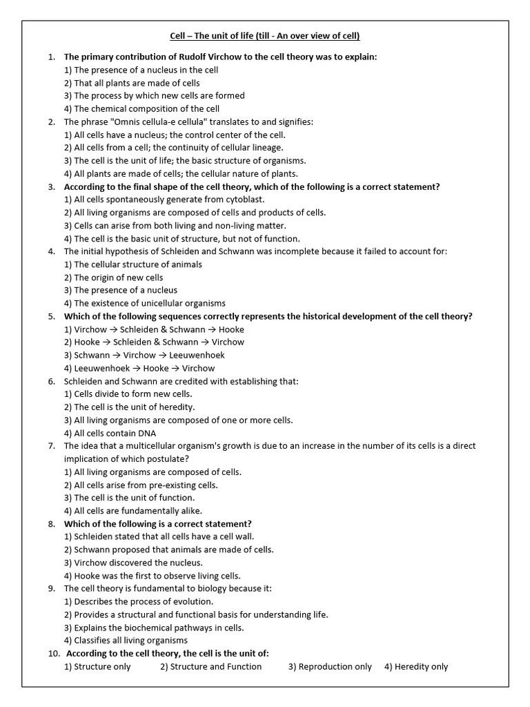 Cell The Unit of Life - Till Over View of Cell | PDF | Cell (Biology ...