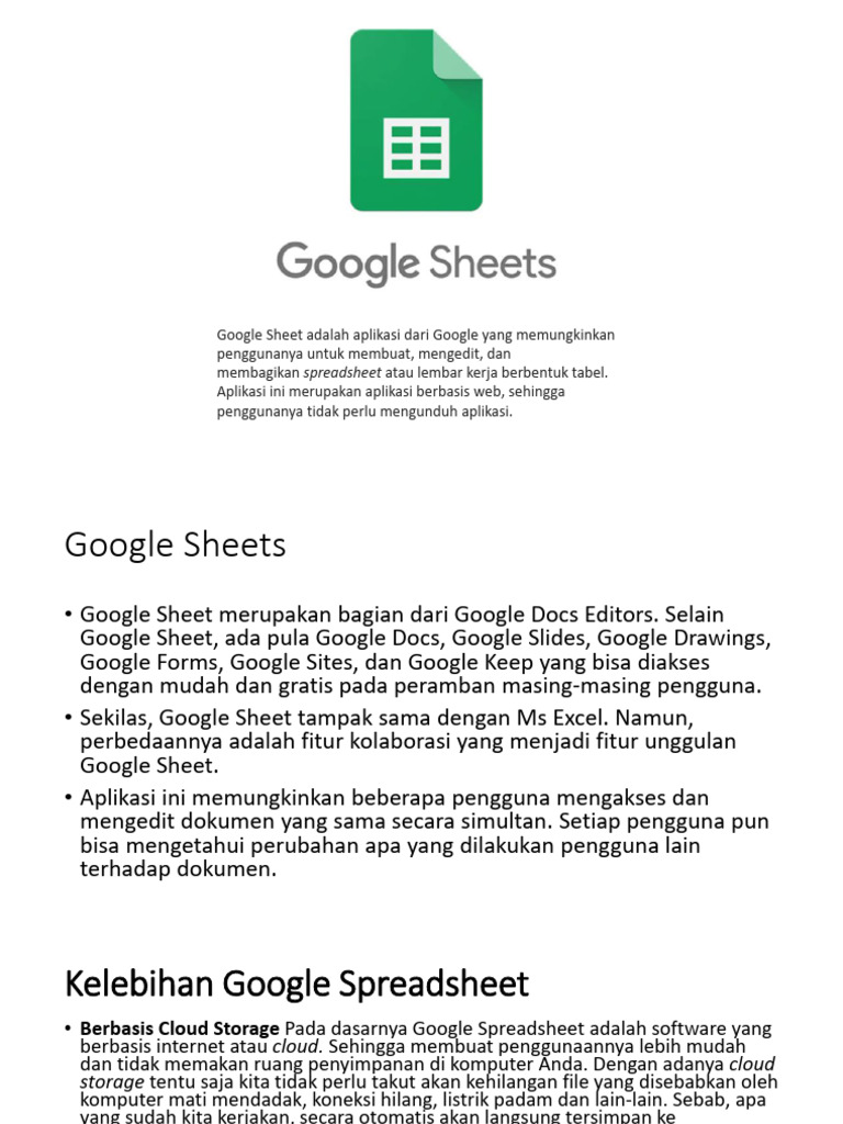 Panduan Lengkap Google Sheets Gratis | PDF