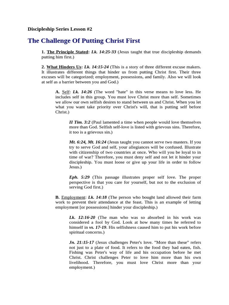 Putting Christ First in Discipleship | PDF