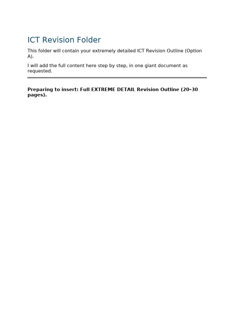 Detailed ICT Revision Outline | PDF