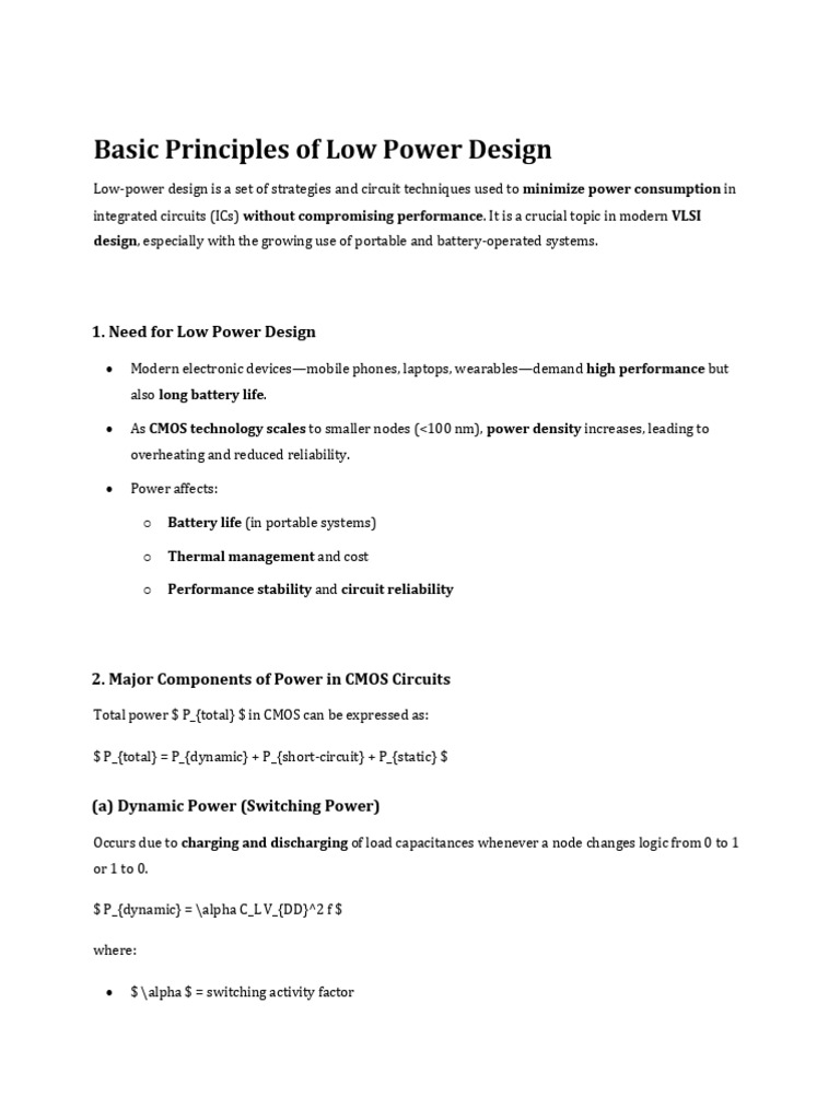 Low Power Design Principles in VLSI | PDF | Integrated Circuit ...
