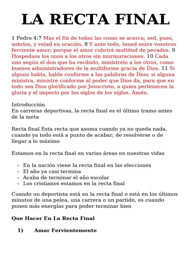 La Recta Final: Amor y Servicio Cristiano | PDF | Amor | Teología