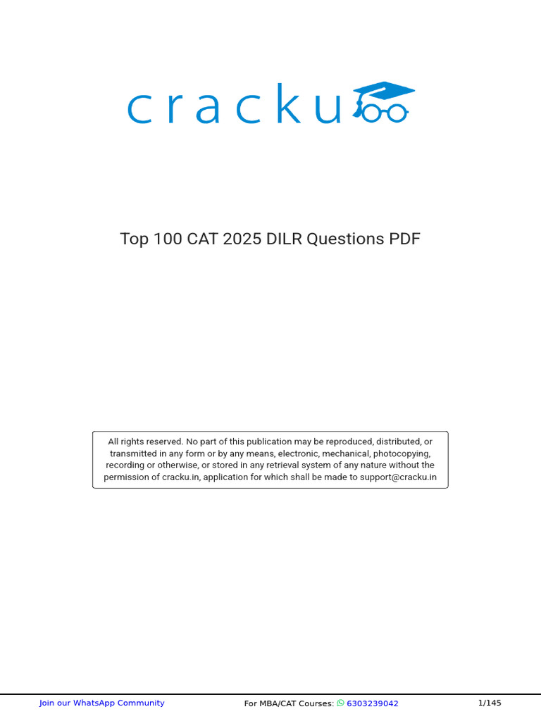 Top 100 CAT 2025 DILR Questions PDF | PDF