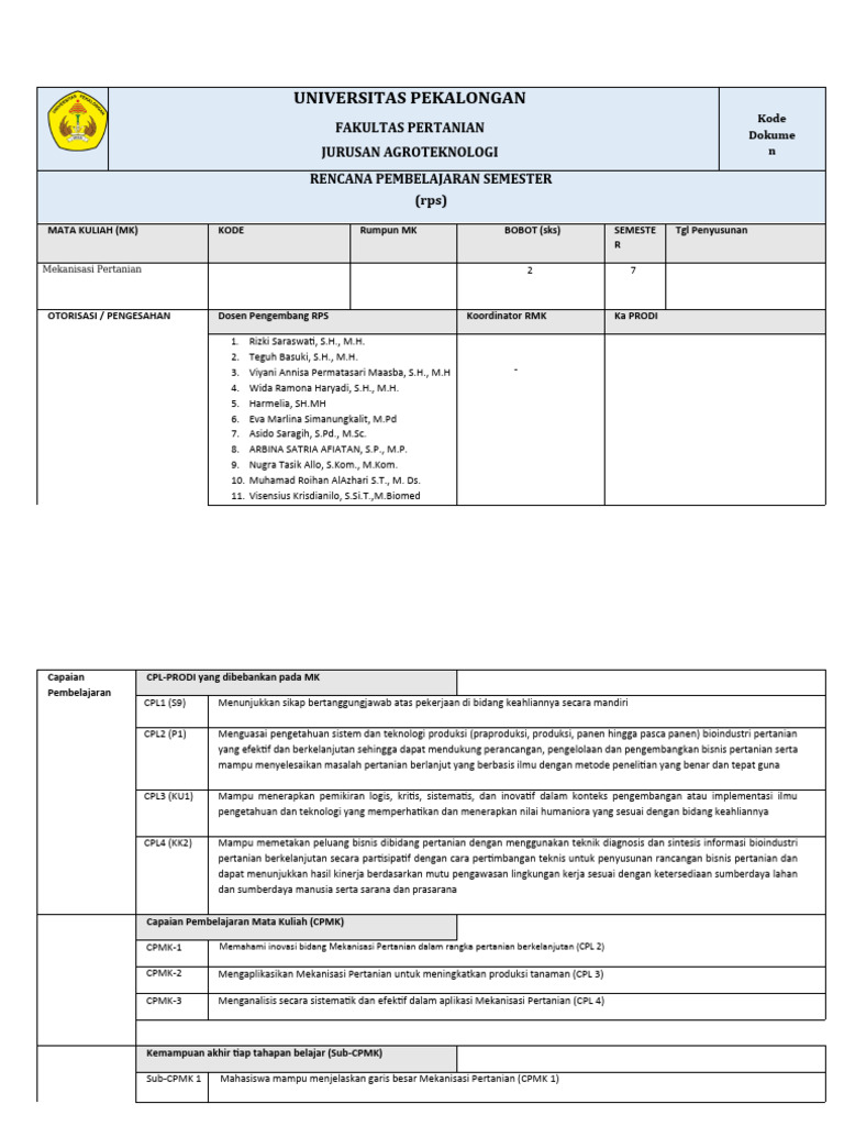 Template RPS Pelatihan UNM-Kelompok 7 | PDF