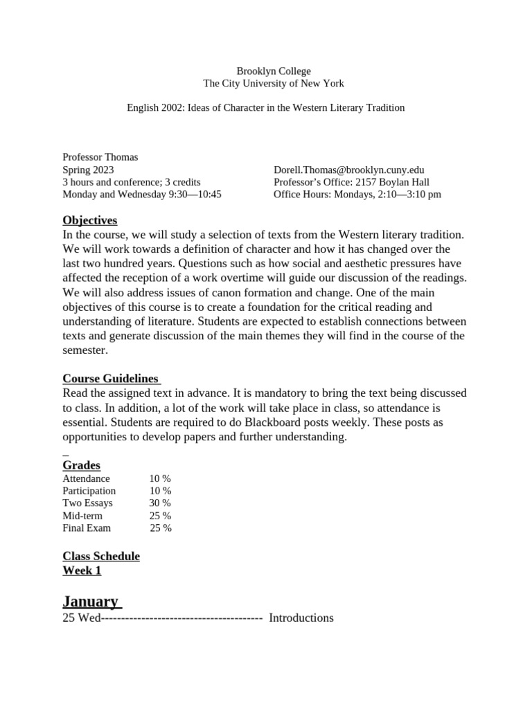 English 2002: Character in Literature | PDF | Academic Integrity ...