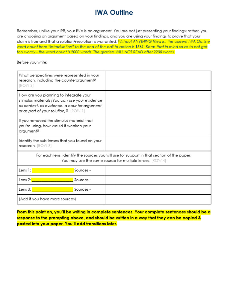 IWA Outline: Structuring Arguments | PDF | Shift Work | Circadian Rhythm