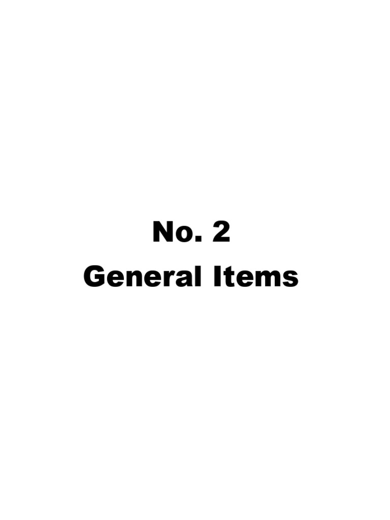 No. 2 General Items | PDF