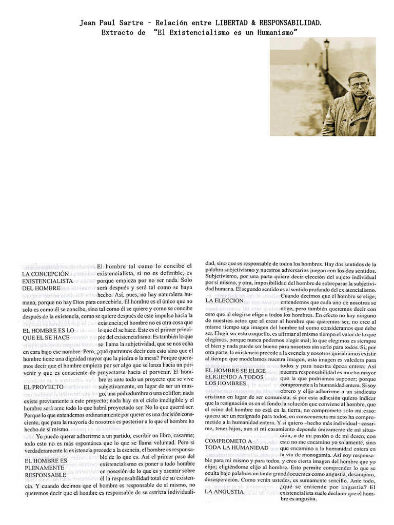 Libertad y Responsabilidad en Sartre | PDF | Existencialismo | Metafísica
