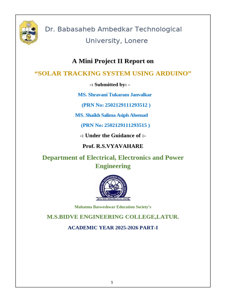 SOLAR TRACKING SYSTEM FINAL PDF | PDF | Transformer | Relay